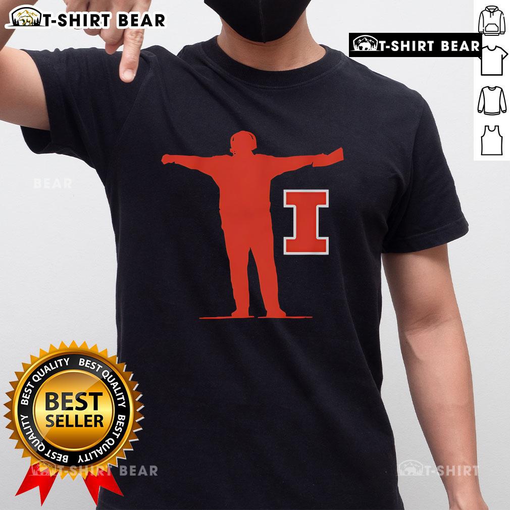Top Illinois football coach sign t-shirt featuring bold graphics and team colors, perfect for fans and supporters.