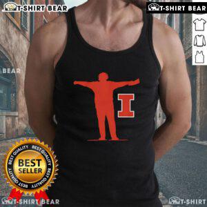Top Illinois football coach sign tank top featuring bold graphics and team colors, perfect for fans and athletes.