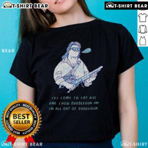 Top I'm All Out of Bubble Gum Ladies Tee featuring a fun graphic design, perfect for casual wear and pop culture fans.