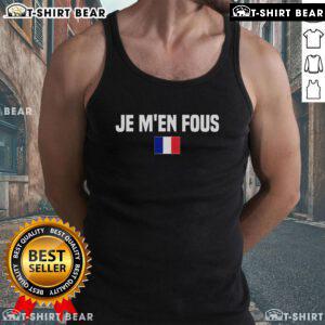 Stylish 'Je Fous I Don't Care' French tank top, showcasing trendy design and casual fashion for France lovers.