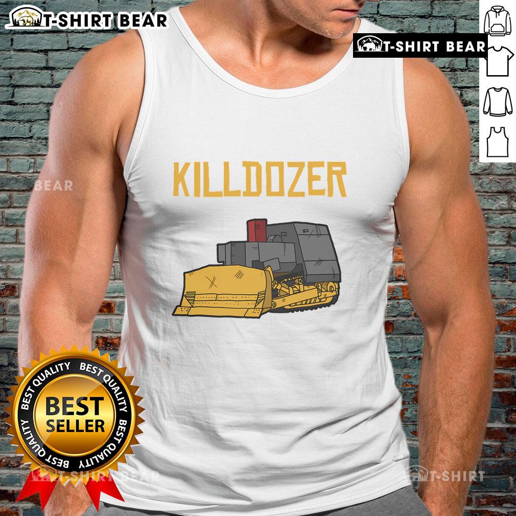 Top Killdozer modified tank bulldozer tank top featuring rugged design and powerful imagery for enthusiasts.