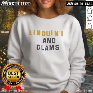 Cozy sweatshirt featuring 'Top Linguini And Clams' graphic, perfect for seafood lovers and casual wear enthusiasts.