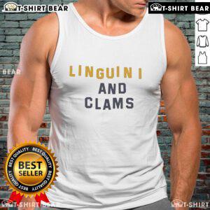 Stylish Top Linguini and Clams tank top featuring vibrant seafood graphics, perfect for beach outings and casual wear.