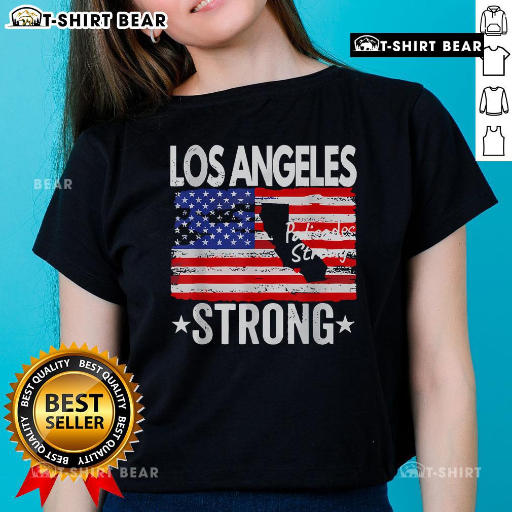 Top Los Angeles Strong Palisades Strong Flag ladies tee showcasing a stylish design for women in LA.