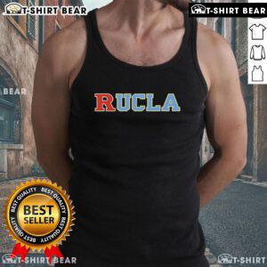 Myles Johnson wearing a UCLA Bruins tank top, showcasing team spirit and athletic style at a sports event.