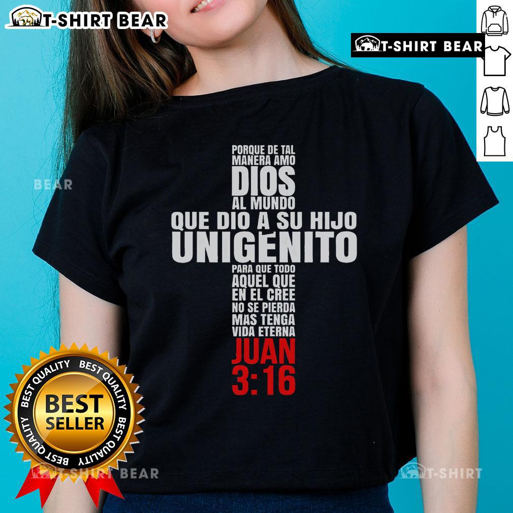 Top Porque De Tal Manera Amo Dios - Mensajes Bblicos Cristianos Ladies Tee showcasing a stylish Christian graphic design.