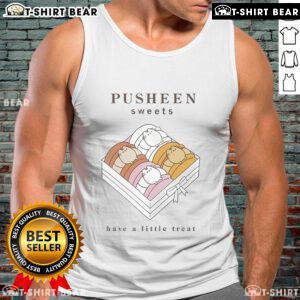 Cute Pusheen sweets design on a tank top, perfect for anyone who loves Pusheen and treats. Shop the 'Have A Little Treat' tank!