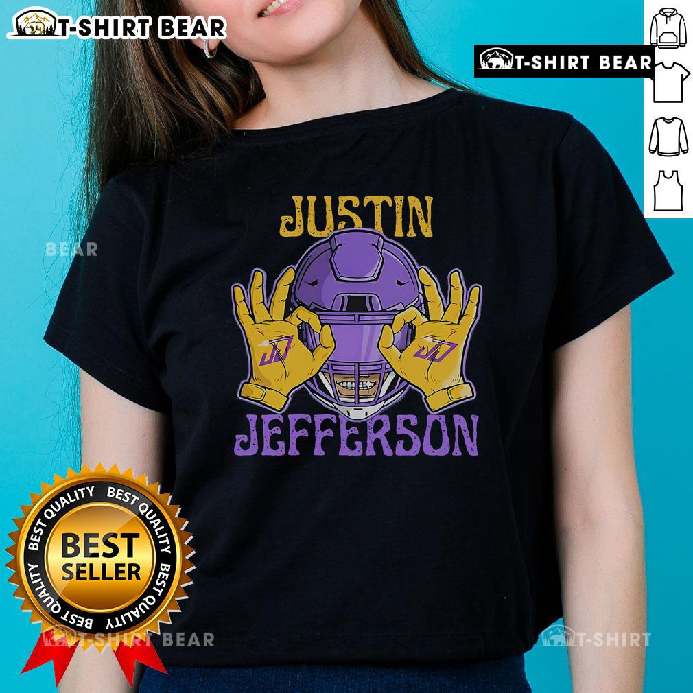 Retro 90s ladies tee featuring Justin Jefferson design, perfect for fans of vintage style and NFL apparel.