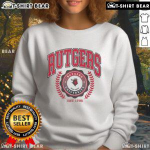 Alt Text: Rutgers Scarlet Knights sweatshirt featuring the team crest, established 1766, perfect for fans and alumni.