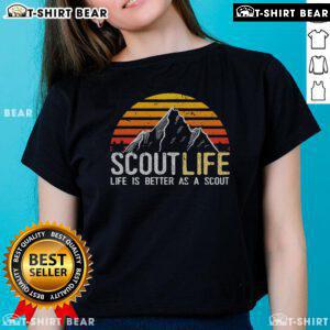 Top Scout Life tee for ladies featuring 'Life is Better as a Scout' slogan, perfect for proud scouting enthusiasts.
