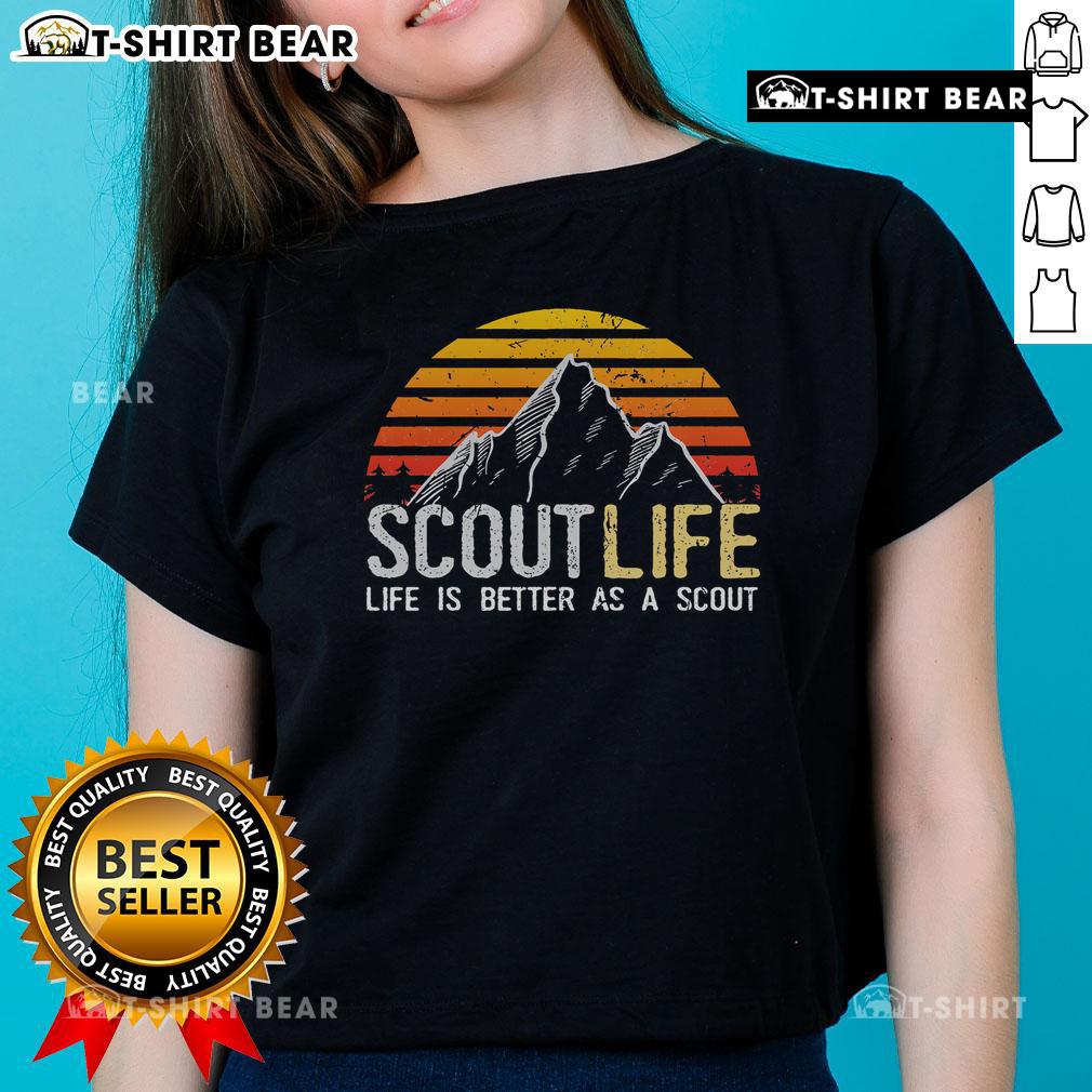 Top Scout Life tee for ladies featuring 'Life is Better as a Scout' slogan, perfect for proud scouting enthusiasts.