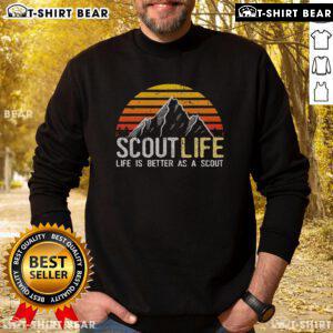 Cozy scouting sweatshirt featuring 'Life is Better as a Scout' slogan, perfect for proud scouts and outdoor enthusiasts.