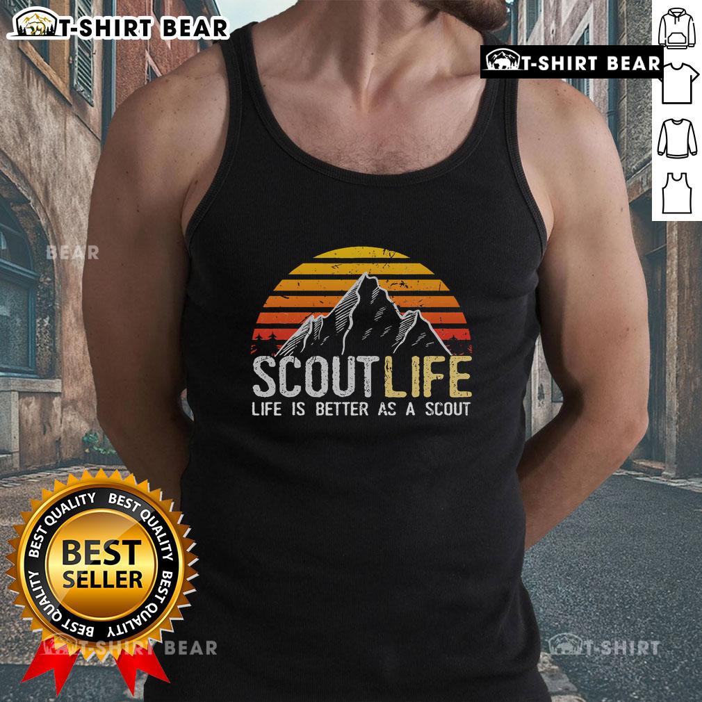 Top Scout Life tank top featuring 'Life is Better as a Scout' design, perfect for proud scouts and outdoor enthusiasts.