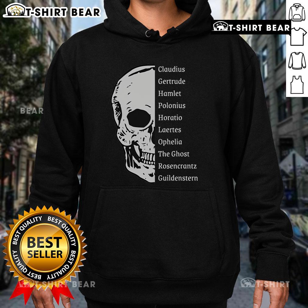 Top Shakespeares Hamlet cast skull hoodie showcasing a unique design inspired by the iconic play.