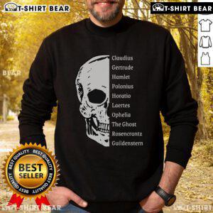 Top Shakespeare's Hamlet cast skull sweatshirt featuring iconic design for literature lovers and theater enthusiasts.