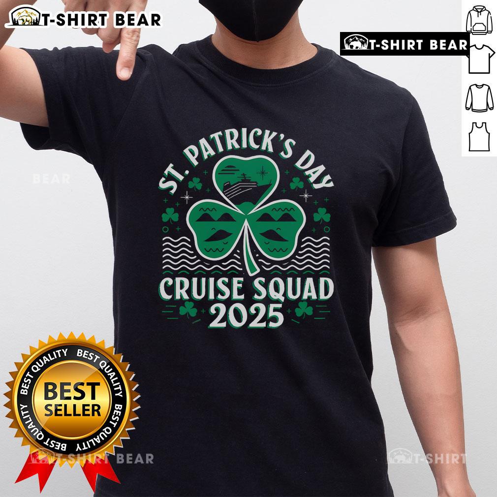 Top St Patrick's Day Cruise Squad 2025 Lucky Cruise Adventure T-Shirt featuring festive green design and shamrock graphics.