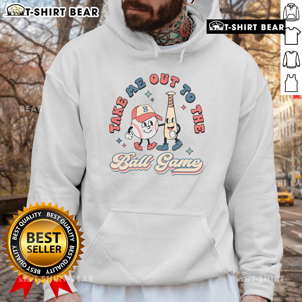 Alt Text: Stylish 'Take Me Out to the Ball Game' baseball hoodie, perfect for fans looking to showcase their love for the game.