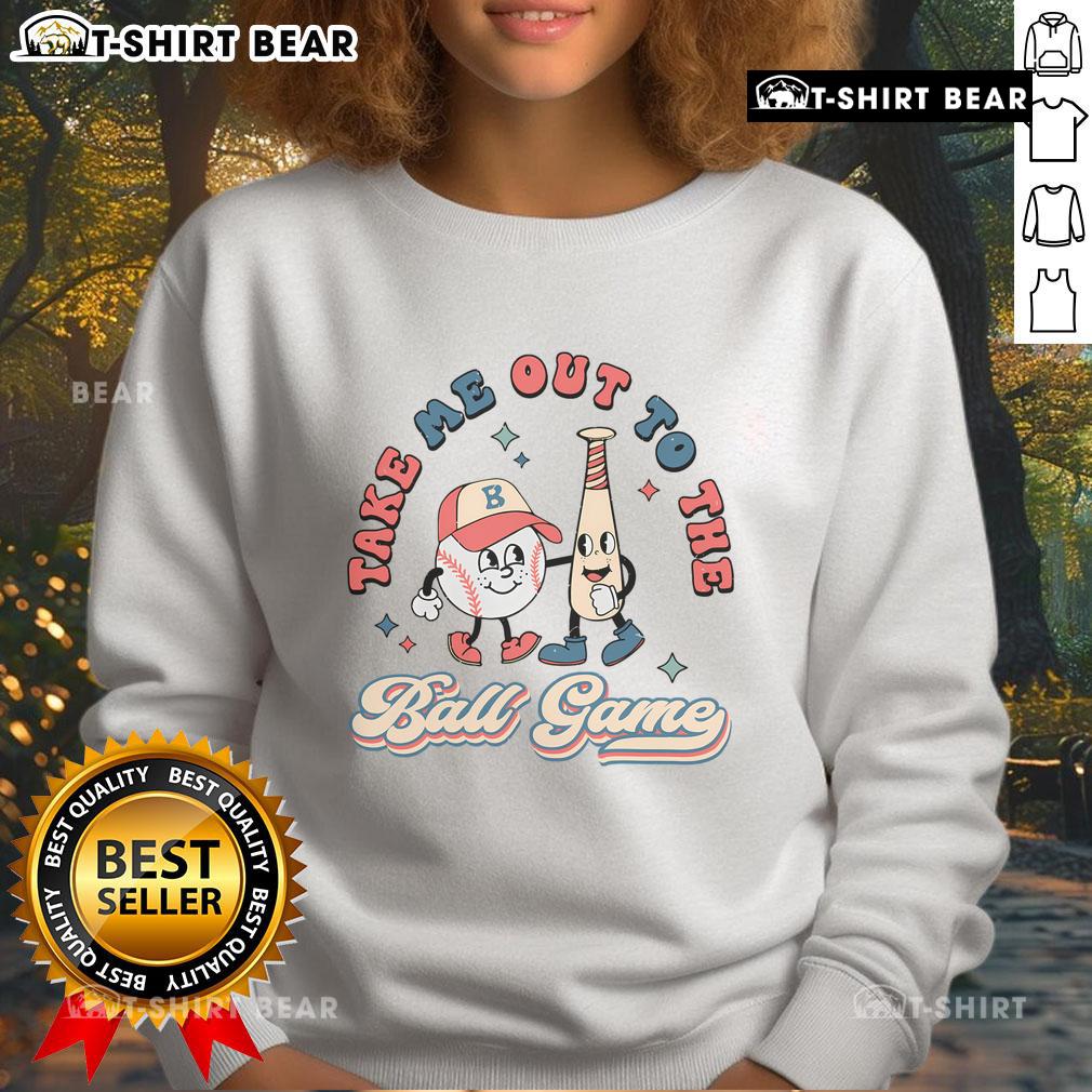 Cozy Top Take Me Out To The Ball Game baseball sweatshirt perfect for game day or casual wear.