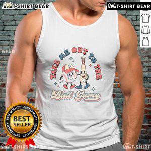 Stylish 'Take Me Out to the Ball Game' baseball tank top for summer outings, perfect for sports fans and casual wear.