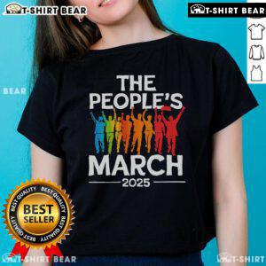 Women wearing 'Top The People's March 2025' tees at a vibrant political protest, showcasing solidarity and activism.