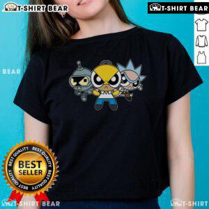 Top The Powerpuff Drinkers Ladies Tee featuring colorful graphics and a stylish design for fans of the Powerpuff Girls.