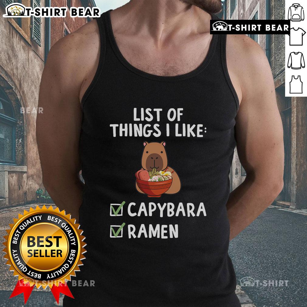 Capybara Lover tank top featuring fun ramen design, perfect for capybara enthusiasts and casual wear.