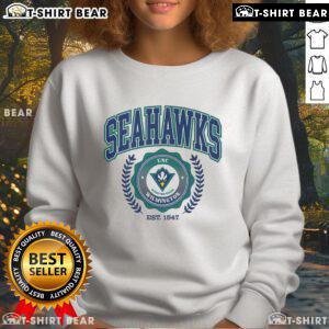 Top UNC Wilmington Seahawks team crest sweatshirt in navy blue, featuring the iconic logo and comfortable design.