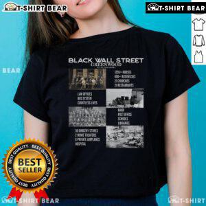 Vintage Black History Month tee featuring Black Wall Street design for women, celebrating Black business heritage.