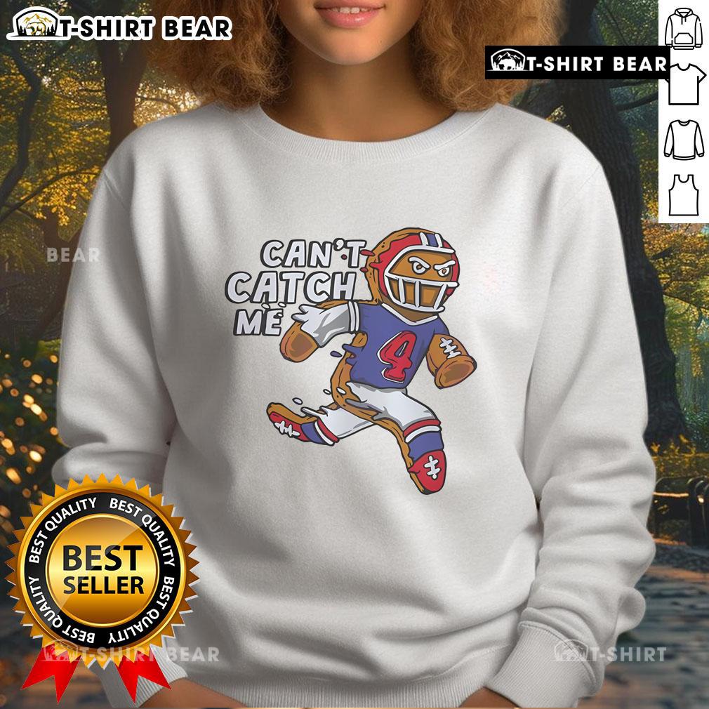 Alt Text: Top Vintage 'Can't Catch Me' Buffalo Bills 4 James Cook Sweatshirt featuring bold graphics and a stylish design.