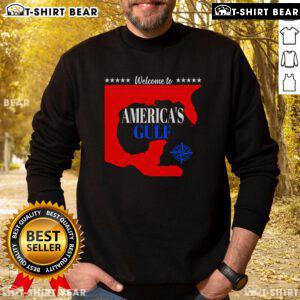 Cozy 'Welcome to America's Gulf' sweatshirt showcasing vibrant design, perfect for beach lovers and Gulf enthusiasts.