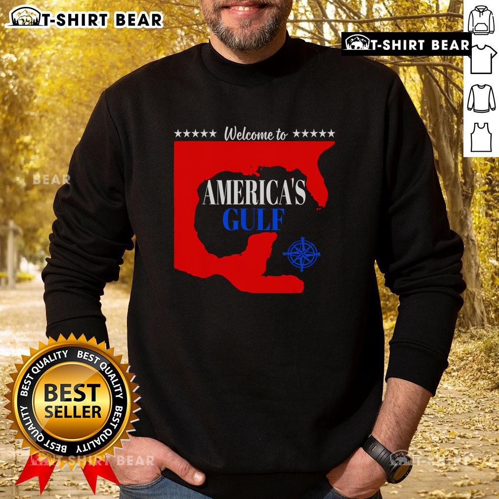 Cozy 'Welcome to America's Gulf' sweatshirt showcasing vibrant design, perfect for beach lovers and Gulf enthusiasts.