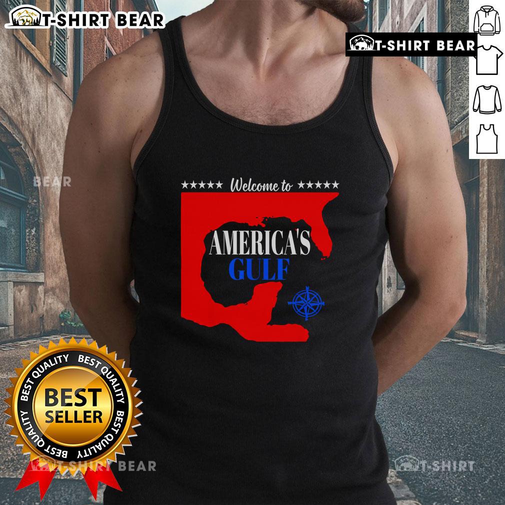 Stylish Top Welcome to America's Gulf tank top featuring vibrant colors and a trendy design for summer fashion.