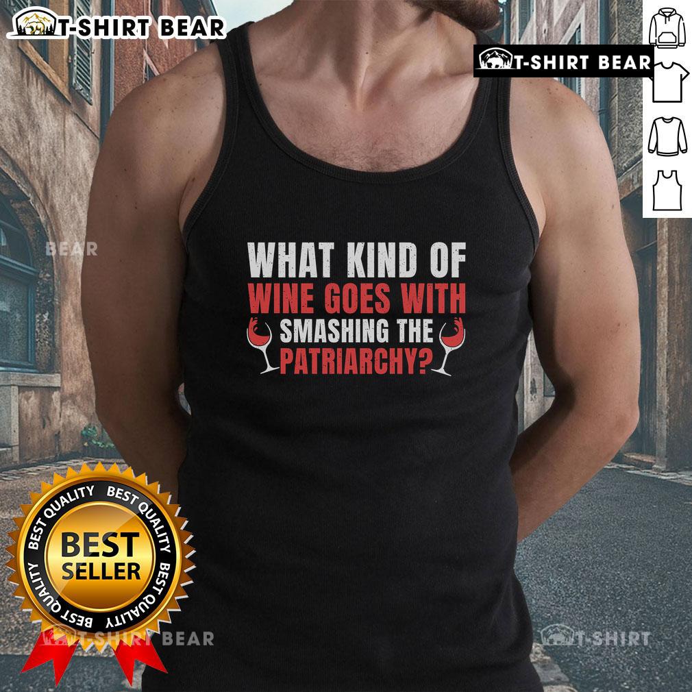 Smashing Patriarchy tank top design featuring bold text, perfect for feminist wine lovers seeking stylish activism.
