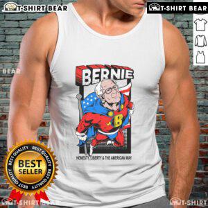 Awesome Bernie Sanders superhero tank top featuring Bernie in a heroic pose, perfect for fans and activism supporters.