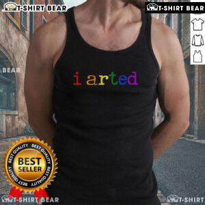 Colorful 'Cute I Arted' tank top featuring a rainbow design, perfect for artists and art lovers.