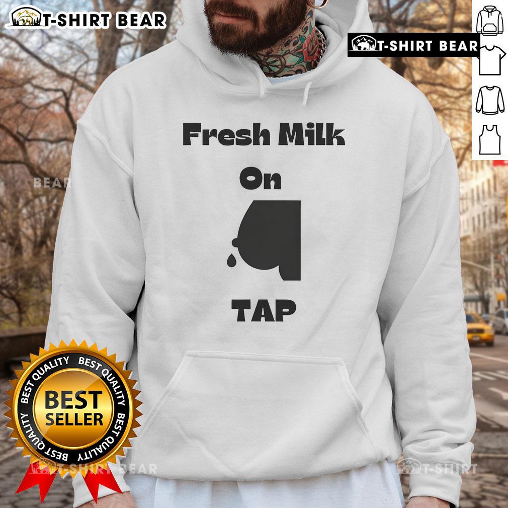 Funny Fresh Milk on Tap Hoodie featuring a playful design, perfect for dairy lovers and casual wear enthusiasts.