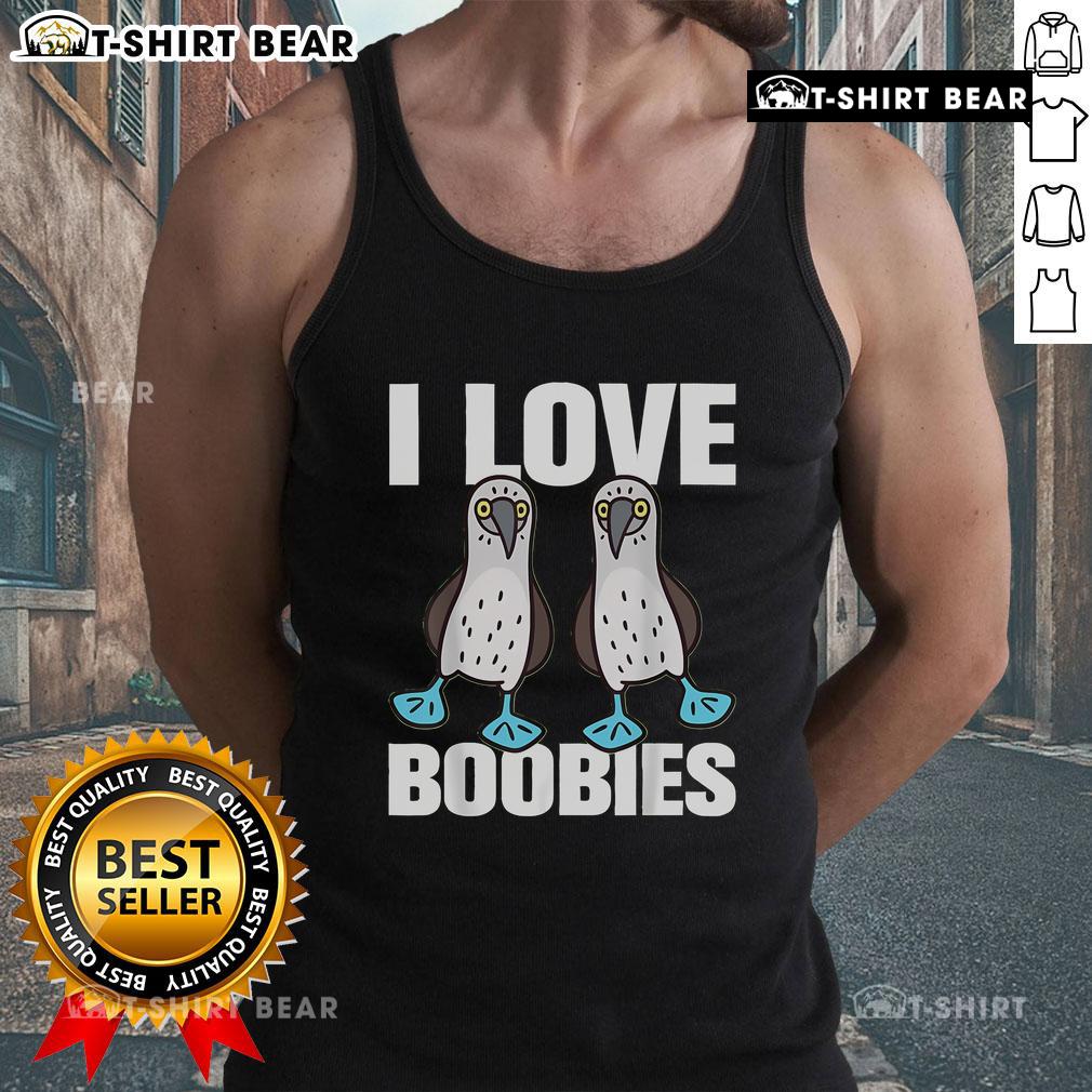 Funny I Love Boobies Blue-Footed Boobie Bird Tank Top featuring a playful design of a blue-footed booby.