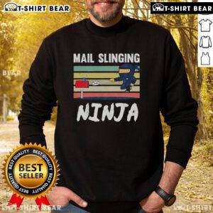 Alt Text: Retro sweatshirt featuring a funny ninja mailman design, perfect for mail carriers and postman enthusiasts.