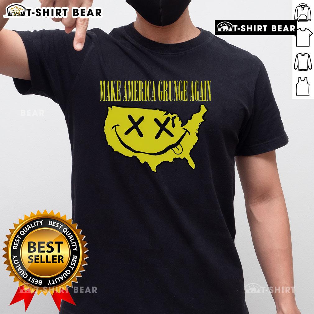 Alt Text: Funny Make America Grunge Again T-Shirt featuring a vintage-style graphic design in bold colors.