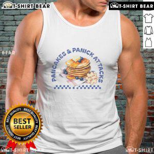 Funny Pancakes and Panic Attacks retro tank top featuring a playful design perfect for casual wear and food lovers.