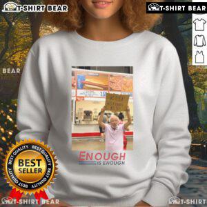 Good Enough Is Enough Keep Hot Dogs $1.50 Costco sweatshirt featuring playful graphics and cozy design for fans.