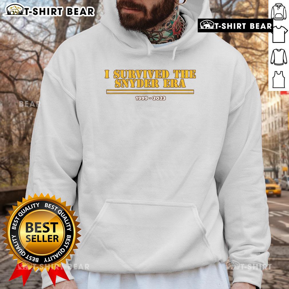 Good I Survived The Snyder Era Hoodie featuring bold text design, perfect for fans celebrating the end of the Snyder era.
