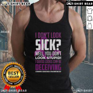 Hot I Dont Look Sick tank top promoting Crohn's Disease awareness with bold text design in vibrant colors.