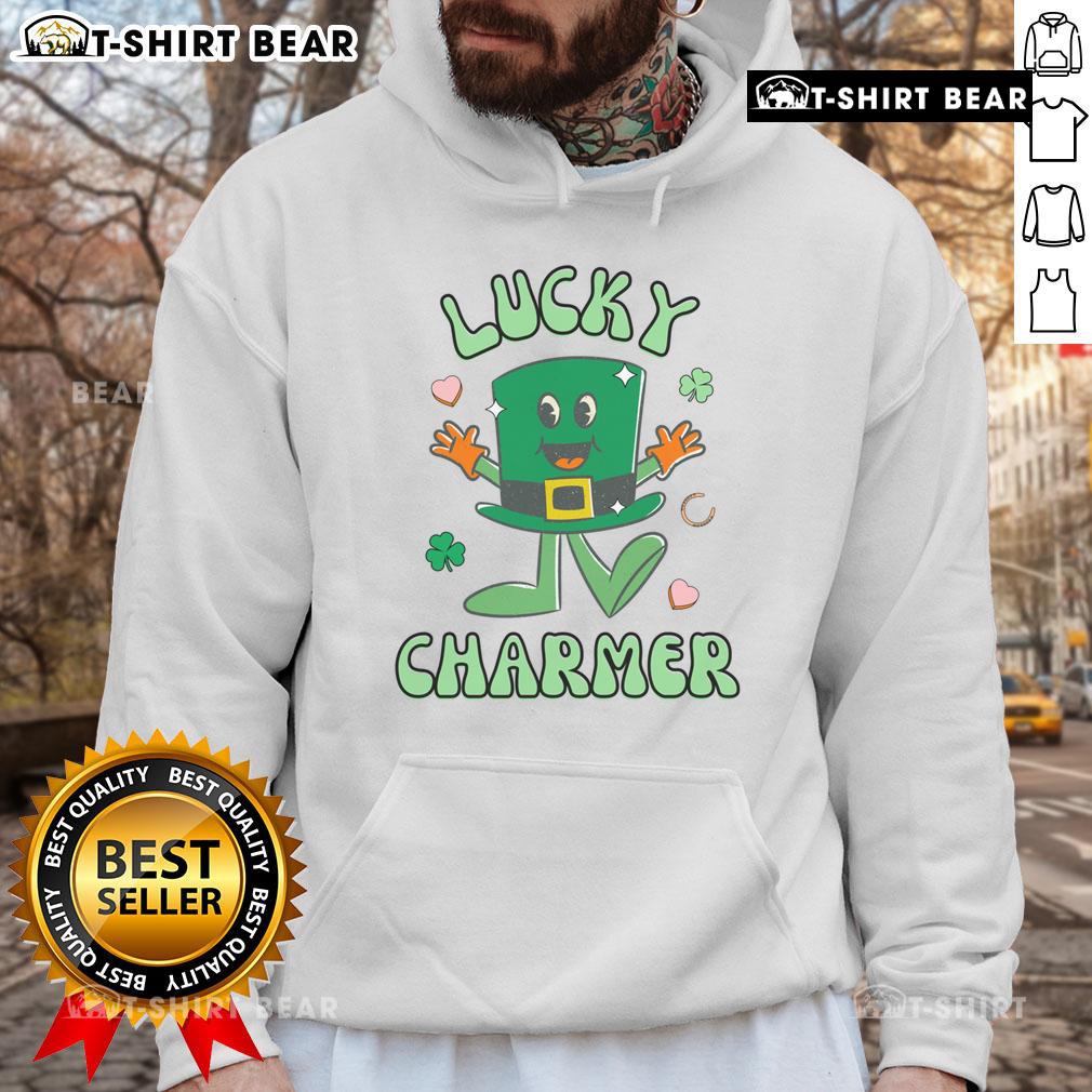 Alt Text: Retro Saint Patrick's Day Irish hat hoodie featuring a lucky charmer design, perfect for festive celebrations.