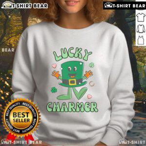 Alt Text: Retro Saint Patrick's Day sweatshirt featuring a lucky charmer Irish hat design, perfect for festive celebrations.