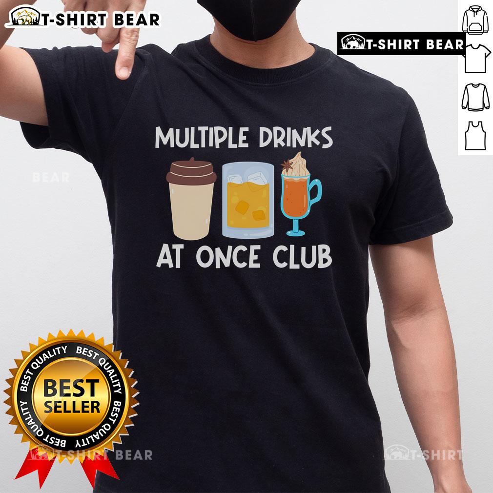 Funny club t-shirt featuring multiple drinks design, perfect for party lovers and bar enthusiasts.