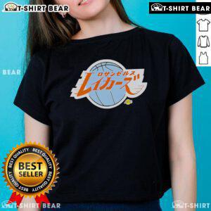 Official 2025 NBA All-Star Game Los Angeles Lakers logo on a Japanese ladies tee shirt design, vibrant and stylish.