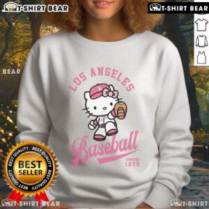 Official Hello Kitty Los Angeles Dodgers sweatshirt featuring a cute design, perfect for fans and collectors.