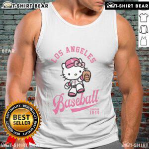 Official Hello Kitty Los Angeles Dodgers tank top featuring vibrant graphics, perfect for fans and stylish summer wear.