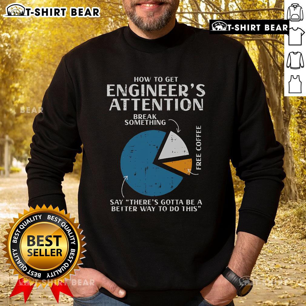 Official How To Get Engineer Attention pie chart sweatshirt design featuring a humorous engineering graphic.